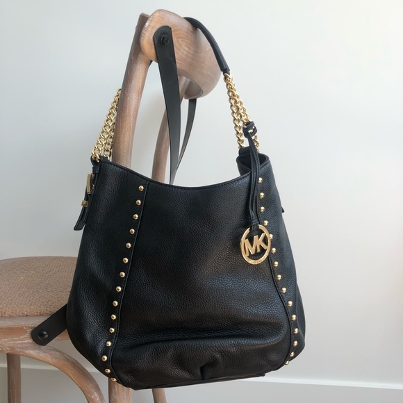 Michael Kors Black Bag With Gold Studs 
